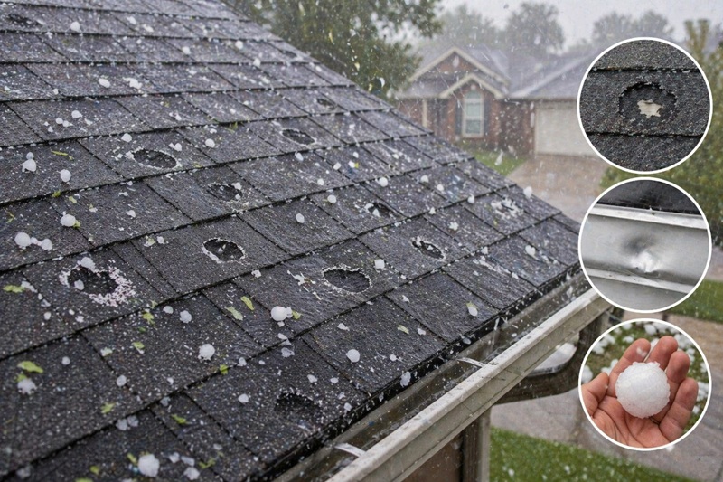Hail storm roof damage in Fort Worth Texas