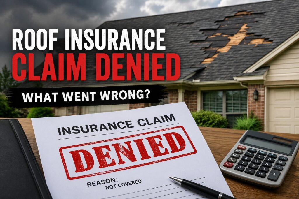 Denied roof insurance claim after storm damage in Texas